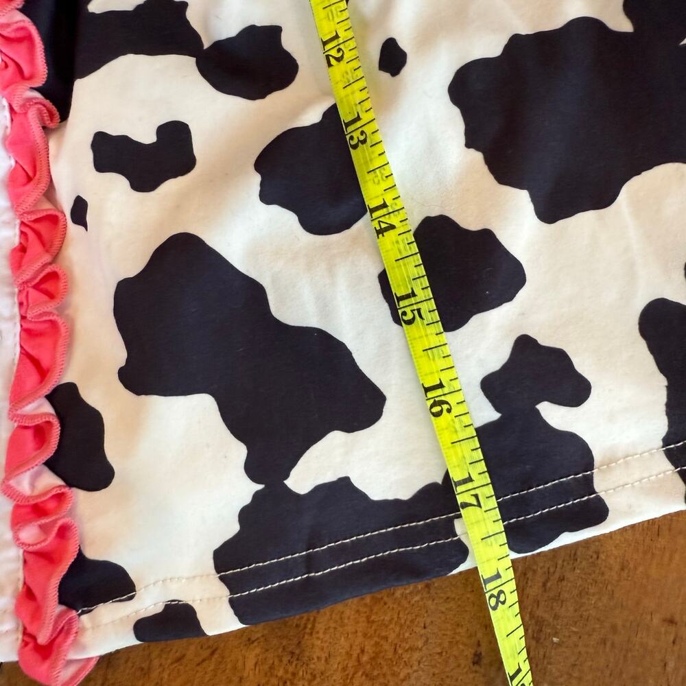 Kories Closet Cow Print Dress Spotted Embroidered Pink Ruffle Trim‎ Sz 12 18 Mos - Picture 11 of 11